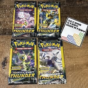 Pokemon TCG Sun & Moon Lost Thunder 3-Card Sealed 4 Booster Pack Full Art Set